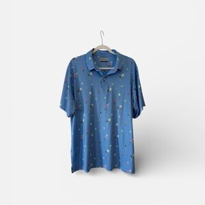 PGA Tour Blue Polo with Palm Print